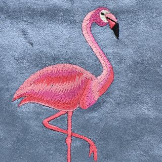 Dusky Blue Velvet Flamingo Purse by Peace of Mind